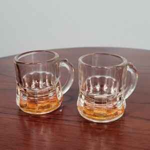 Vintage Federal Mug Shot Glass Det If 2 Vintage Small Amber Tone‎